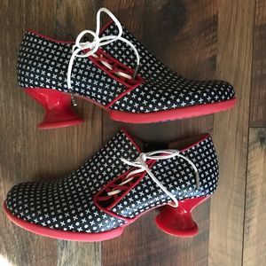 John Fluevog Black and Red Heels